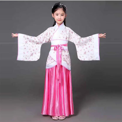 Hanfu Children 2023 Chinese Costume Kids Flower Girl Dresses Traditonal Stage Wear Women Dance Costume Adult Fairy Dress