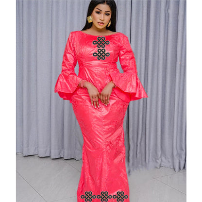 African Party Dresses African Fashion Designer Clothing Traditional Bride Robe For Nigeria Party Wedding Evening Bazin Rich