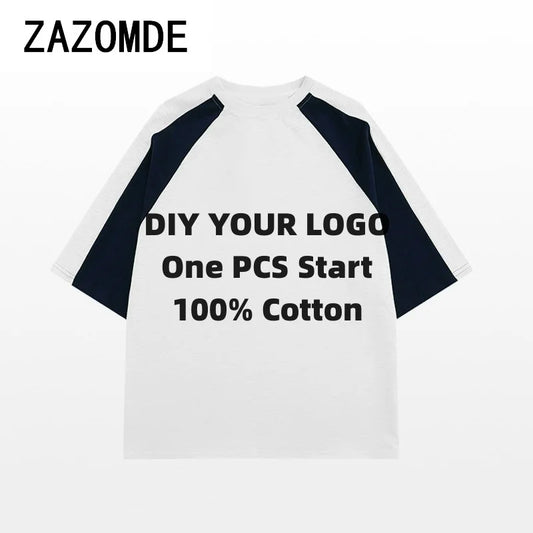 ZAZOMDE Customized Print On Demand Photo  Brand Logo T Shirt Men DIY T Shirt Clothes Casual Fashion Custom Female Cotton Tshirts