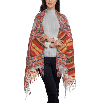 Amazigh Berber Kabyle Jewelry Scarf Wrap Women Long Winter Fall Warm Tassel Shawl Unisex Africa Ethnic Style Scarves