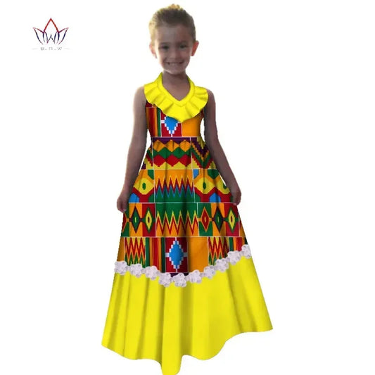 New Summer Africa Children Dress Dashiki European Root Yarn Cute Girls Dresses Sweet African Traditional Clothing WYT245