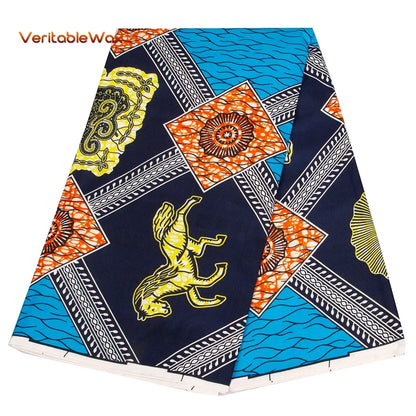 Veritablewax Fan Pattern African Fabric By the Yard Polyester Material For Handsewing High Quality Cloth for Party Dress A-27