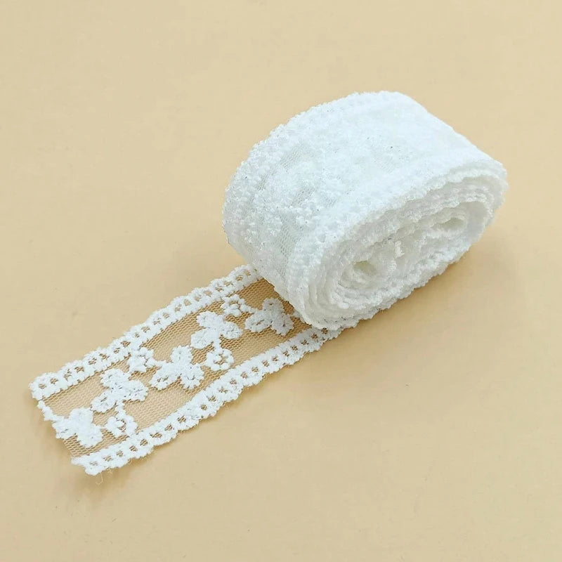 1Pcs Width 3.6 cm Length 270 cm DIY White Beige Embroidery Lace Floral Lace Bow Headwear Clothing Accessories