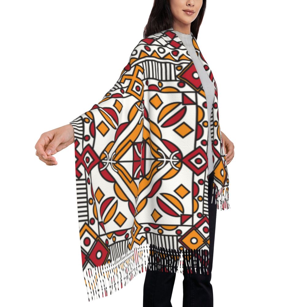 Amazigh Foutha Kabyle Scarf Wrap Women Long Winter Warm Tassel Shawl Unisex Mediterranean Geometric Scarves