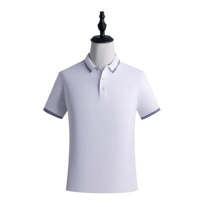 Men Polo T-shirt Logo Customizable Golf Hombre Polos 50% Cotton Daily Smart Casual Clothing Summer Autumn Lapel Top Personalized