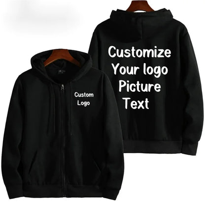 Custom Your Logo Zipper Hoodies Women Men Fashion Long Sleeve Hooded Sweatshirt Hot Sale Casual Autumn Winter Sportwear Clothes