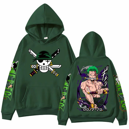 Anime One-Piece Zoro Hoodie Harajuku Hip Hop Pullover Tops Fans Gift