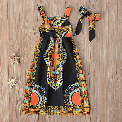 African Clothes Kids Fashion Dashiki Dress Robe Africaine Baby Girl Clothes Bazin Riche Sleeveless African Dresses for Girl